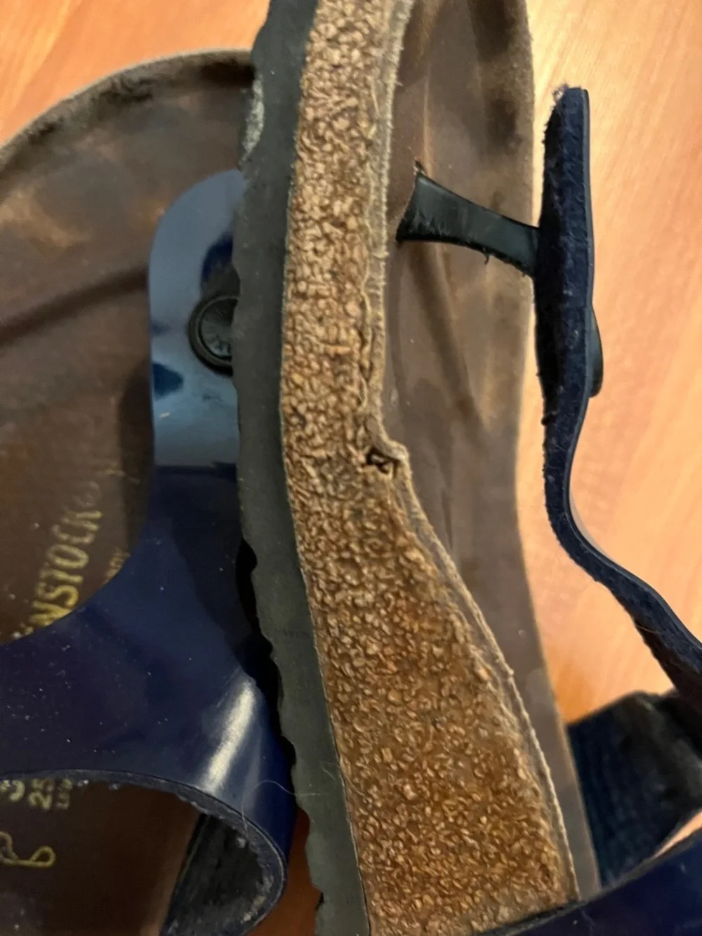 Birkenstock Gizeh Thong Sandals Metallic Blue Birko-Flor Size 39